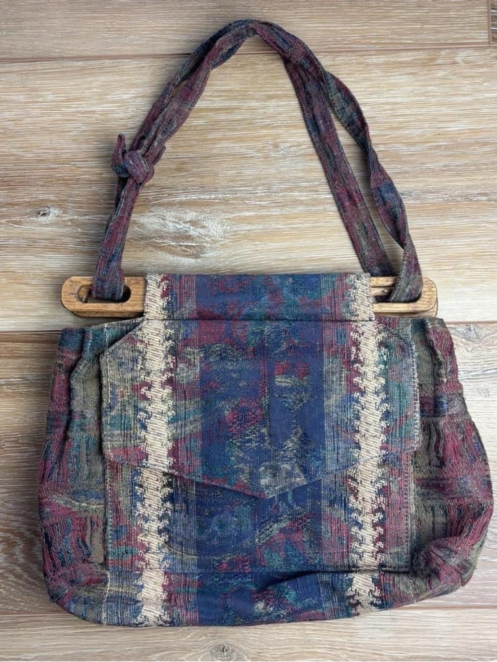 Vintage 90s jewel tone boho western tapestry purse